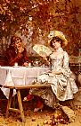 Frederick Hendrik Kaemmerer Famous Paintings - Tea In The Garden, Autumn